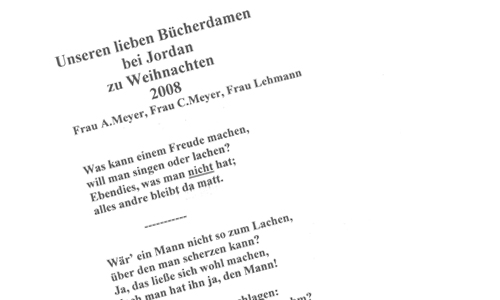 Unseren lieben B�cherdamen bei Jordan zu Weihnachten 2008