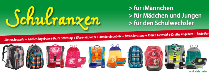 Schulranzen f�r iM�nnchen, f�r M�dchen und Jungen und f�r den Schulwechsler. Riesen-Auswahl, Knaller-Angebote, Beste Beratung bei Schumacher in Rehburg-Loccum.