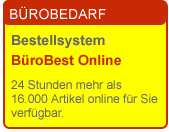 B�robedarf: unser Bestellsystem B�roBest online. 24 Stunden mehr als 16.000 Artikel online f�r Sie verf�gbar! 