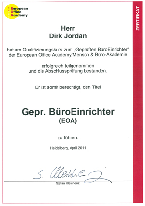 Zertifikat "Gepr�fter B�roEinrichter" 
